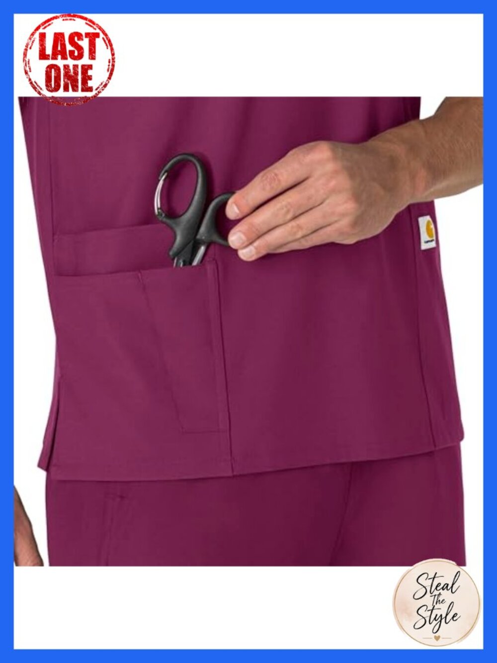 Unisex V-Neck Scrub Top 6 Pockets Stretch Medical Workwear - Picture 5 of 6